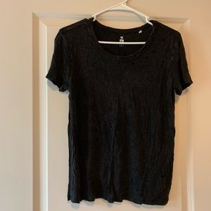 Distressed black T